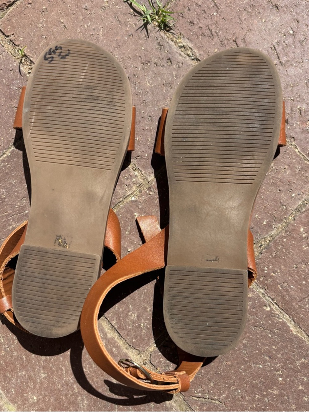 Steve Madden Tan Leather Ankle-Strap Slide Sandals - Picture 2 of 2